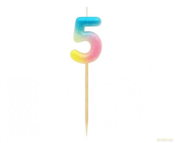 Świeczka piker cyferka 5, ombre, pastelowa SF-POP5