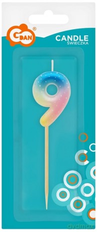 Świeczka piker cyferka 9, ombre, pastelowa SF-POP9