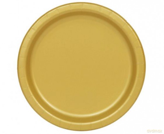 Talerzyki papierowe, złote, 23 cm, 16 szt. (plastic-free) 33252EU