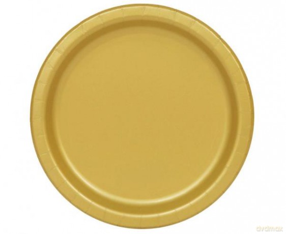 Talerzyki papierowe, złote, 23 cm, 8 szt. (plastic-free) 3325EU