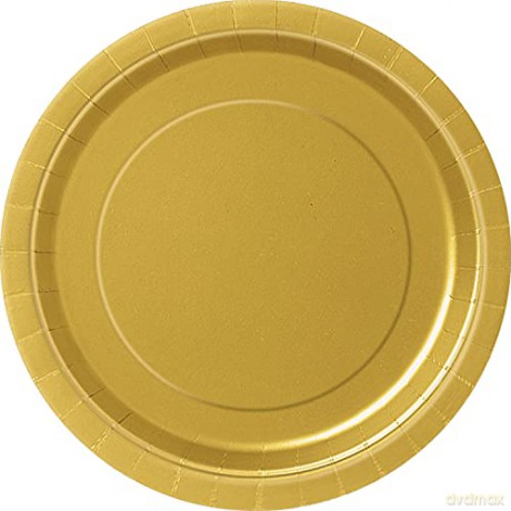 Talerzyki papierowe, złote, 23 cm, 8 szt. (plastic-free) 3325EU