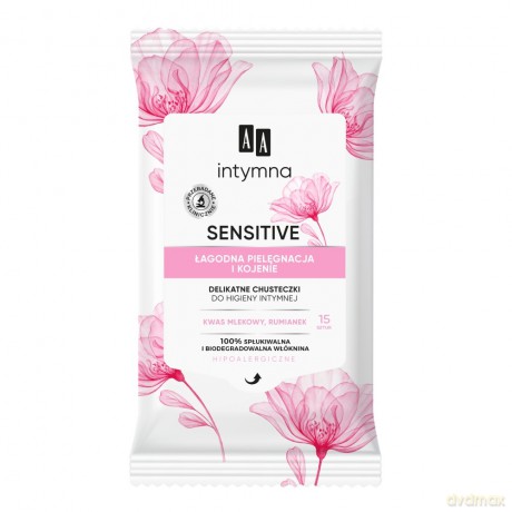 AA Intymna Delikatne Chusteczki do higieny intymnej Sensitive -15 szt