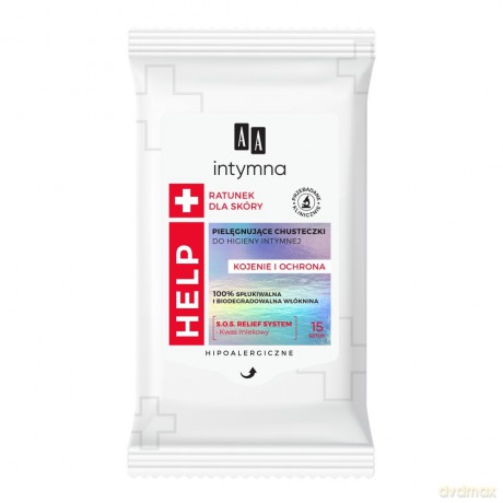 AA Intymna Pielęgnujące Chusteczki do higieny intymnej Help+ -15 szt