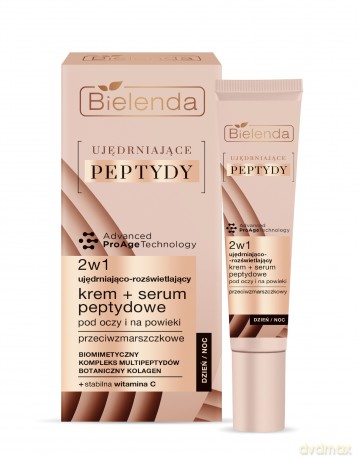 Bielenda Ujędrniające Peptydy Ujędniająco-Rozświetlający Krem - Serum peptydowe 2w1 pod oczy i na powieki 15 ml