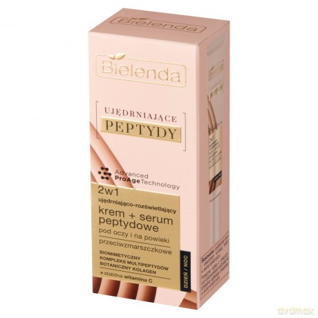 Bielenda Ujędrniające Peptydy Ujędniająco-Rozświetlający Krem - Serum peptydowe 2w1 pod oczy i na powieki 15 ml