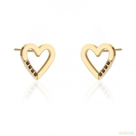 Biżuteria - Kolczyki ze stali szlachetnej - Black Diamonds Heart 1para