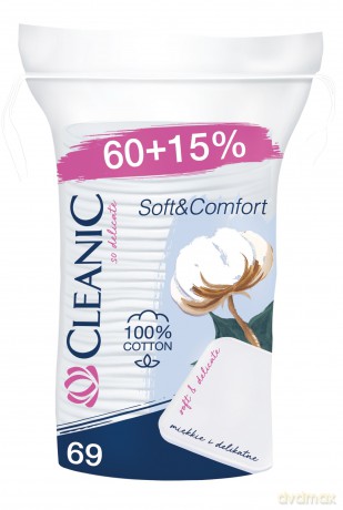 Cleanic Soft & Comfort Kwadratowe Płatki kosmetyczne -69szt (60+15%)