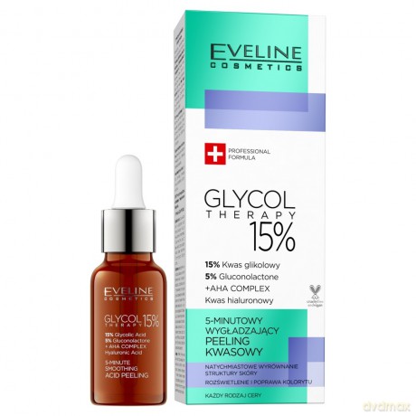 Eveline Glycol Therapy 15% 5-Minutowy Wygładzający Peeling kwasowy 18ml