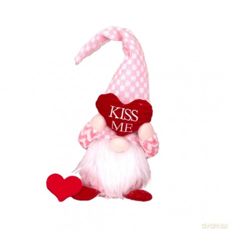Maskotka Krasnal siedzący Kiss Me - różowa pepitka