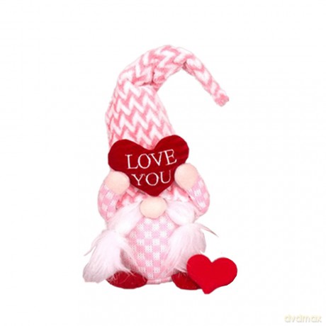 Maskotka Krasnal siedzący Love You - różowa jodełka