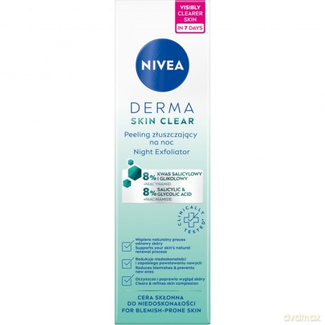 NIVEA Derma Skin Clear Peeling złuszczający na noc 40 ml
