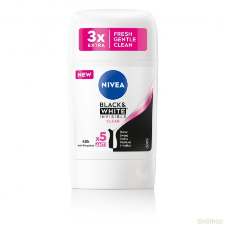 NIVEA Dezodorant w sztyfcie damski BLACK & WHITE INVISIBLE CLEAR 50 ml