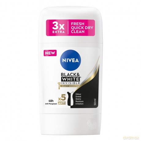 NIVEA Dezodorant w sztyfcie damski BLACK & WHITE INVISIBLE SILKY SMOOTH 50 ml