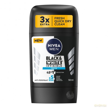 NIVEA Men Dezodorant w sztyfcie męski BLACK & WHITE INVISIBLE FRESH 50 ml