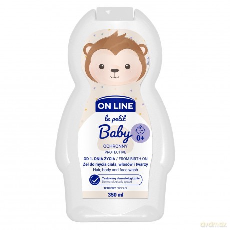 On Line Le Petit Baby Ochronny Żel 3w1 do mycia twarzy,ciała i włosów - od 1 dnia życia 350 ml