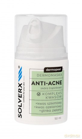 SOLVERX Dermopeel Dermomaska Anti-Acne z kompleksem kwasów - do skóry trądzikowej 50 ml