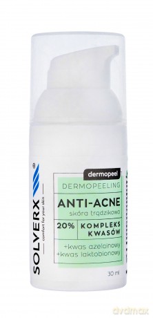 SOLVERX Dermopeel Dermopeeling Anti-Acne - Kompleks Kwasów 20% (azelainowy,laktobionowy) 30 ml
