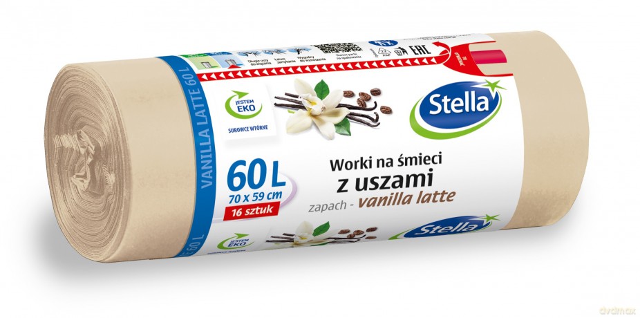 STELLA Worki na śmieci z uszami VANILLA LATTE 60L -16 szt