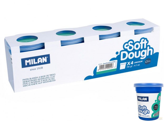Ciastolina Milan basic 4 słoiczki x 116 g turkusowa