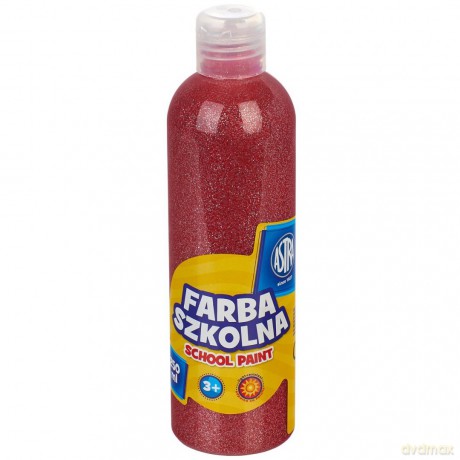 Farba szkolna naturalna tempera Astra 250 ml brokatowa czerwona (koral)
