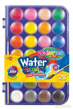 Farby akwarelowe Colorino Kids duża pastylka 28 kolory