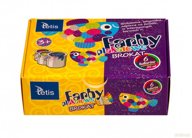 Farby plakatowe brokat Tetis 6 kolorów 20 ml.