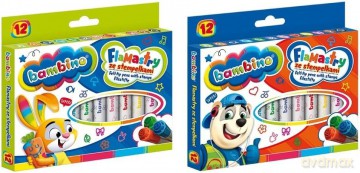Flamastry ze stempelkami Bambino 12 kolorów