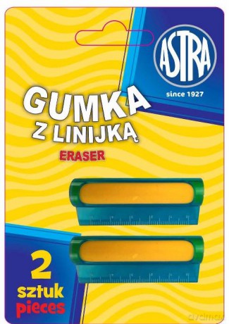 Gumka i linijka 5 cm 2w1 Astra blister 2 sztuki