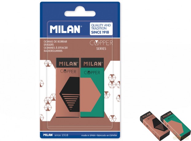 Gumka Milan 320 copper czarna 2 szt. na blistrze mix