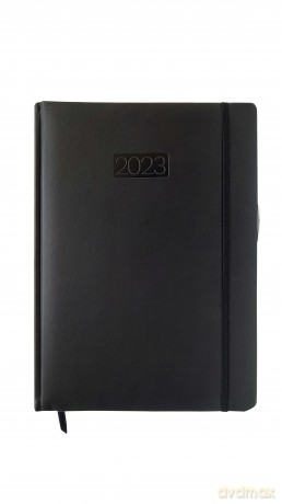 Kalendarz 2023 lux elegance z gumką A4 dzienny czarny V3 [KALENDARZ]