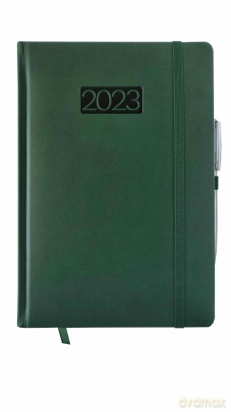Kalendarz 2023 lux z gumką A5 dzienny green V6 [KALENDARZ]