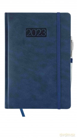 Kalendarz 2023 lux z gumką A5 dzienny niebieski V2 [KALENDARZ]