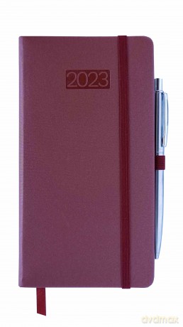 Kalendarz 2023 lux z gumką DL tygodniowy czerwony V1 [KALENDARZ]