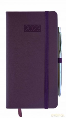 Kalendarz 2023 lux z gumką DL tygodniowy purpurowy V8 [KALENDARZ]