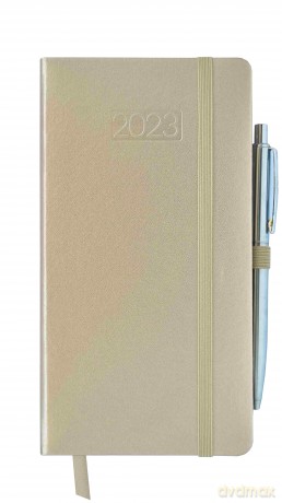 Kalendarz 2023 lux z gumką DL tygodniowy złoty V3 [KALENDARZ]