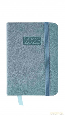Kalendarz 2023 lux z gumką kieszonkowy niebieski V7 [KALENDARZ]