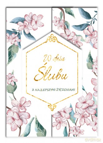 Karnet A5 rozkładany z bilecikiem HS ślub jabłoń
