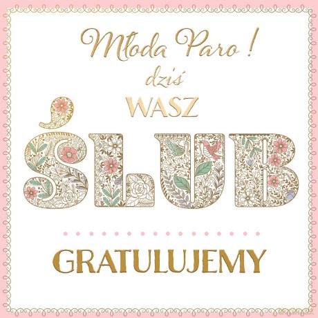 Karnet KWD z bilecikiem HS tł ślub pattern