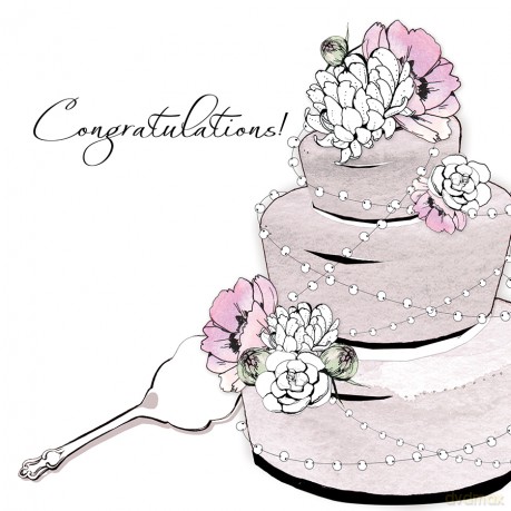 Karnet Swarovski kwadrat CL1205 Ślub gratulacje tort