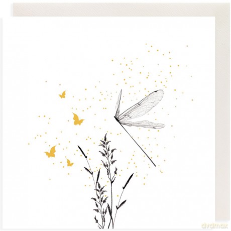 Karnet Złocony kwadrat CL3811BL Ważka