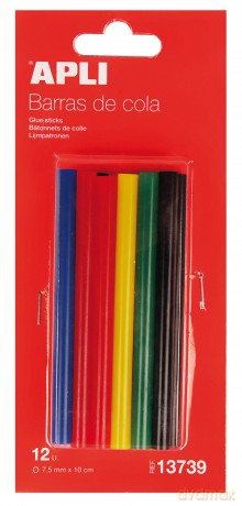 Klej termotopliwy APLI 7,5 mm 12 sztuk mix kolorów