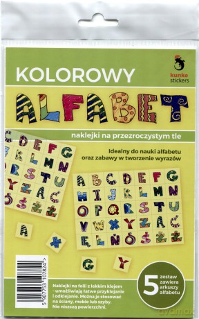 Naklejki przezroczyste alfabet 5 szt