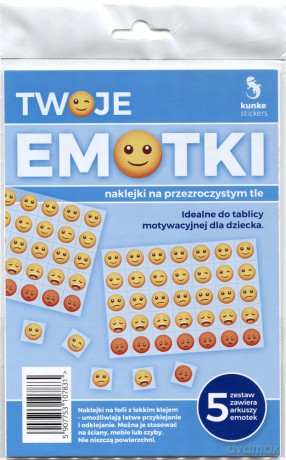 Naklejki przezroczyste emotki 5 szt