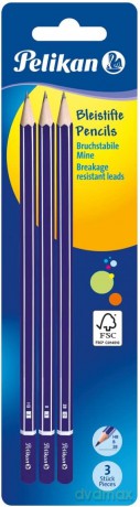 Ołówek GP 2B/B/HB Pelikan 3 sztukI blister
