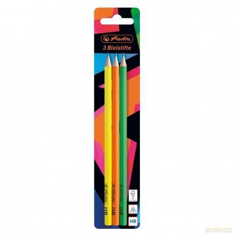 Ołówek HB neon art. Herlitz 3 sztukI blister