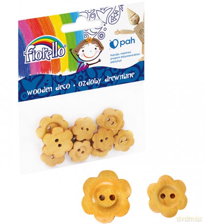 Ozdoby drewniane guziki kwiatki 10 szt. Fiorello GR-WD122