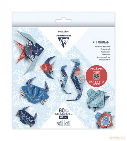 Papier origami KIT Zwierzęta morskie 3 formaty 60 arkuszy