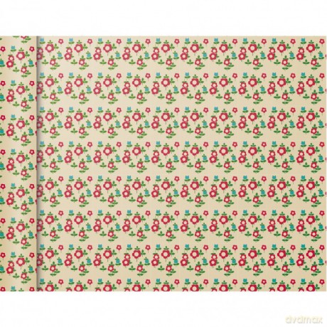 Papier pakowy mini rolki 5x0,35m Czerwone kwiaty