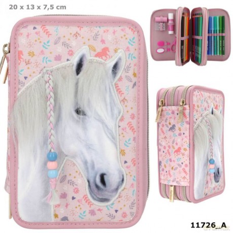Piórnik 3 komorowy z wyposażeniem Miss Melody Summer Garden + aplikacja 11726A