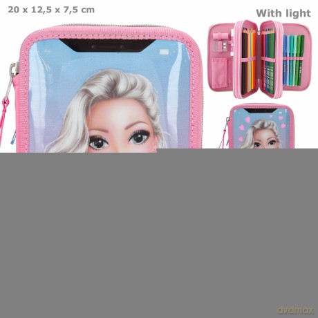 Piórnik 3-komorowy z wyposażeniem i światełkami LED Top Model Selfie 11262A